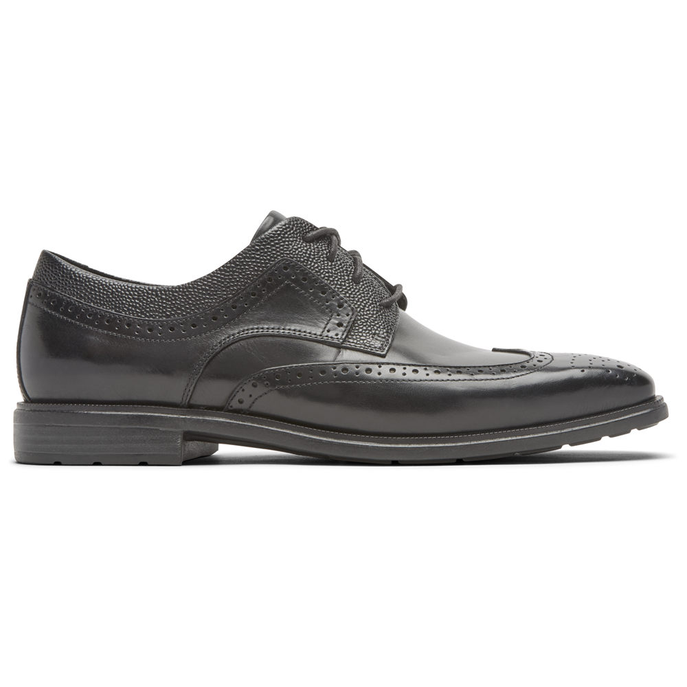 Rockport Mens Lace Up Black - Farrow Wingtip - UK 937-LPIBKC